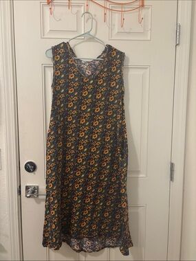 NATURAL LIFE Navy Sleeveless Maxi Dress with Yellow Floral Print